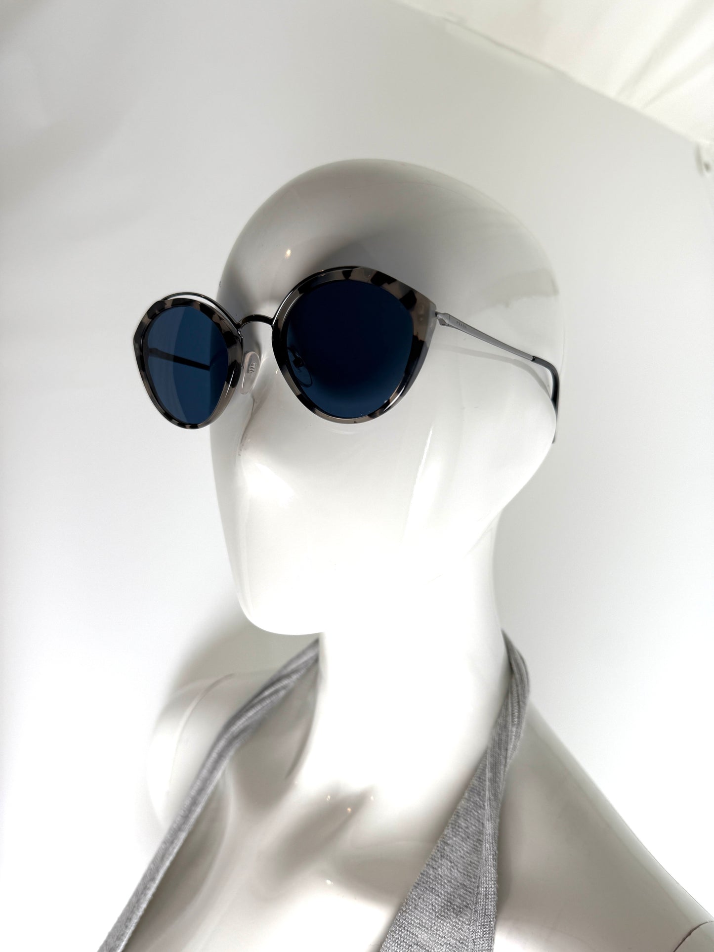 PRADA Catwalk SPR 18U Tortoise Acetate Round Sunglasses