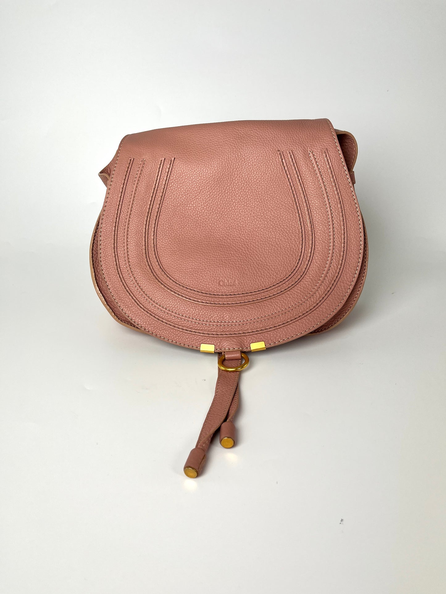 CHLOE Marcie Medium Blush Pink Saddle Crossbody Bag designer resale