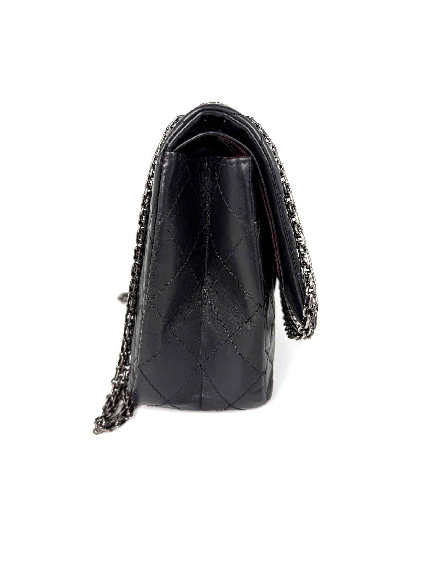 CHANEL Black Reissue 2.55 Quilted 227 Aged Calfskin Leather Shoulder Crossbody Bag