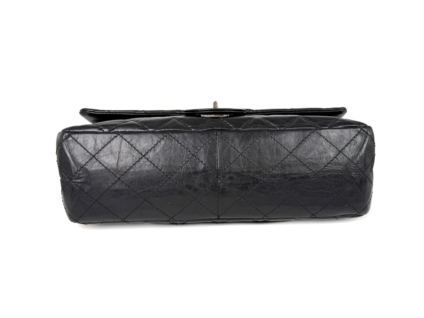 CHANEL Black Reissue 2.55 Quilted 227 Aged Calfskin Leather Shoulder Crossbody Bag