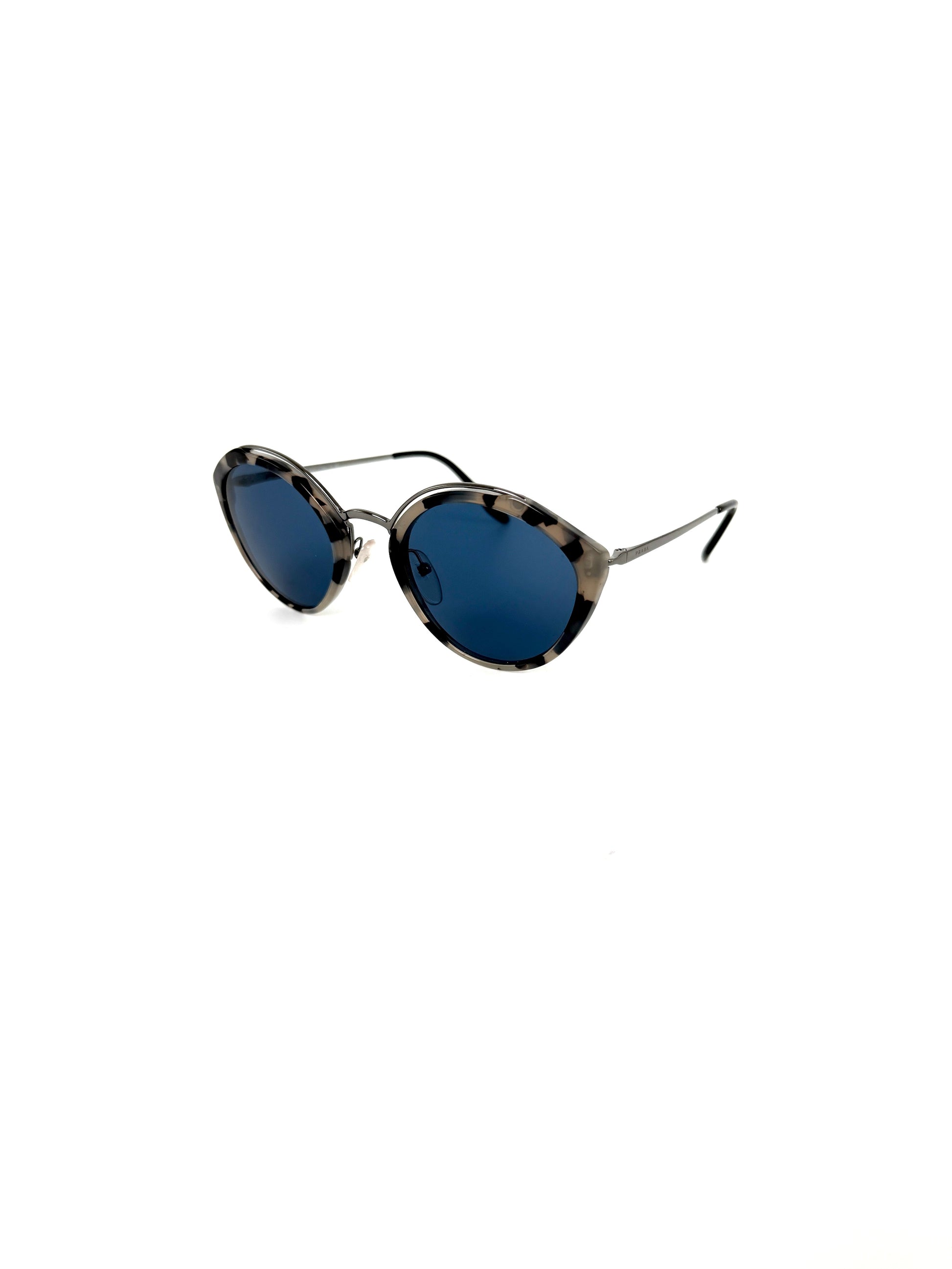 PRADA Catwalk SPR 18U Tortoise Acetate Round Sunglasses