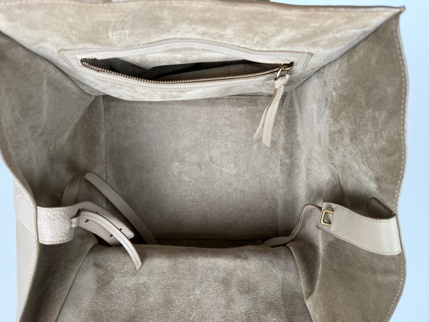 CELINE Luggage Phantom Medium Grained Calfskin Taupe Leather Satchel Bag