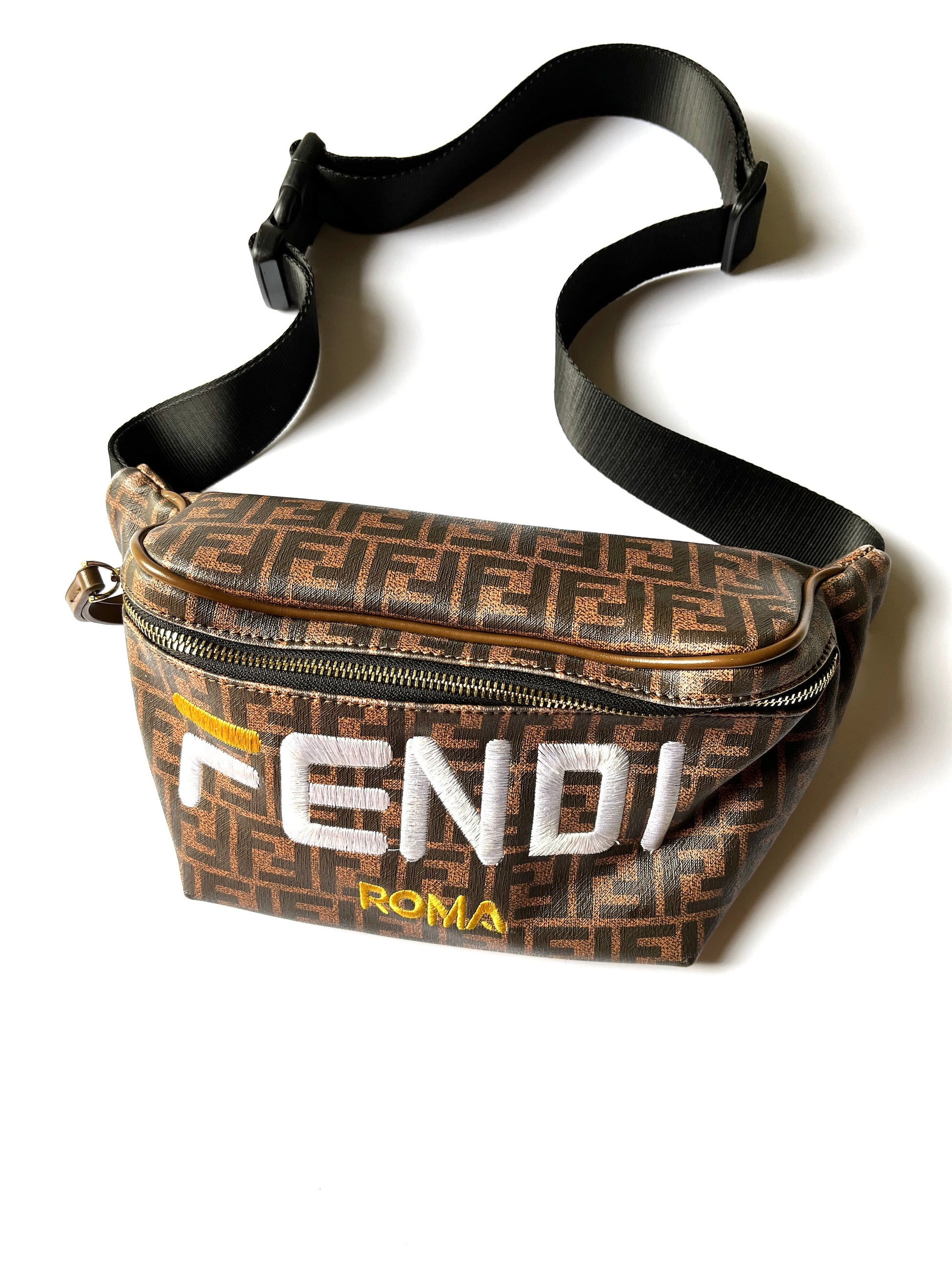 FENDI Monogram Zucca Coated Canvas Brown Bumbag Waist Bag