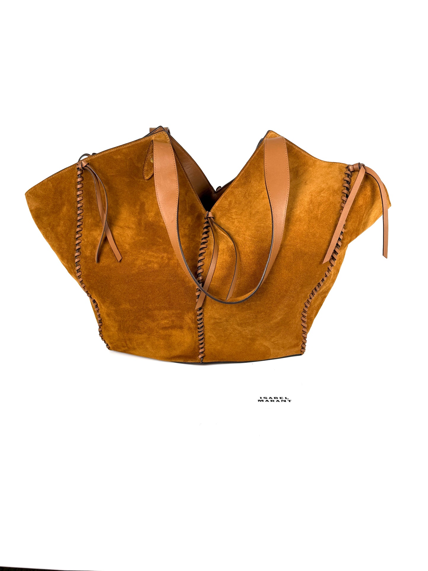 Isabel Marant Tampa Braided Leather Trim Brown Suede 2025 Tote Shoulder Bag 