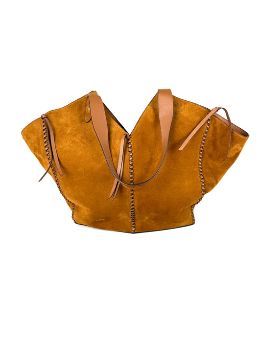 Isabel Marant Tampa Braided Leather Trim Brown Suede 2025 Tote Shoulder Bag 