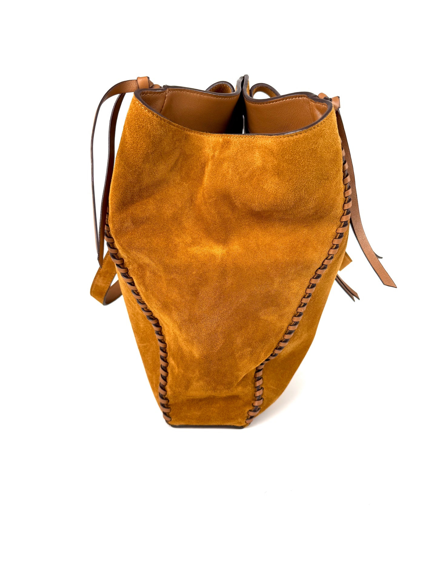 Isabel Marant Tampa Braided Leather Trim Brown Suede 2025 Tote Shoulder Bag