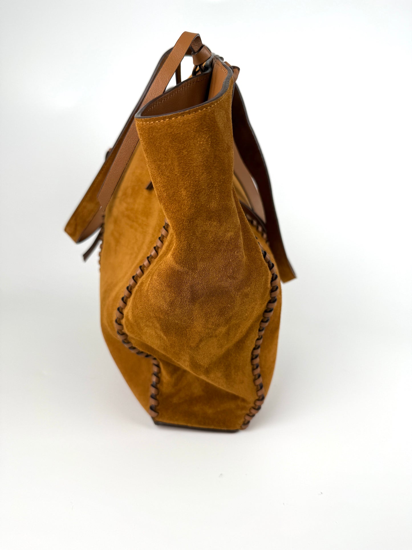 Isabel Marant Tampa Braided Leather Trim Brown Suede 2025 Tote Shoulder Bag