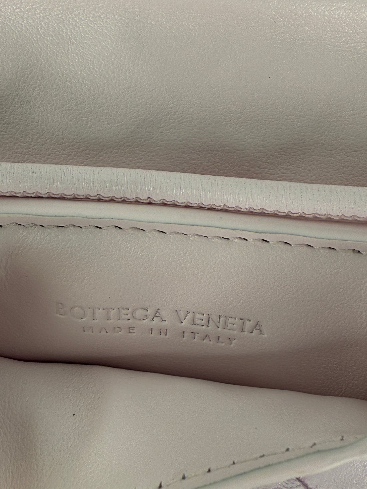 Bottega Veneta Intrecciato Bliss Pink Leather Crossbody Card Case Holder with Strap Belt Bag