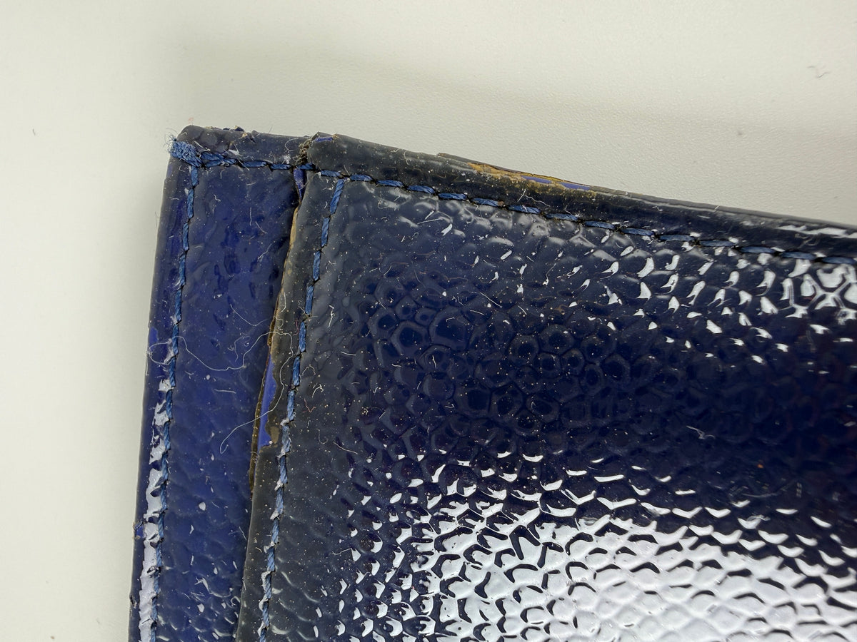 CHANEL Timeless CC Navy Blue Patent Leather Card Case