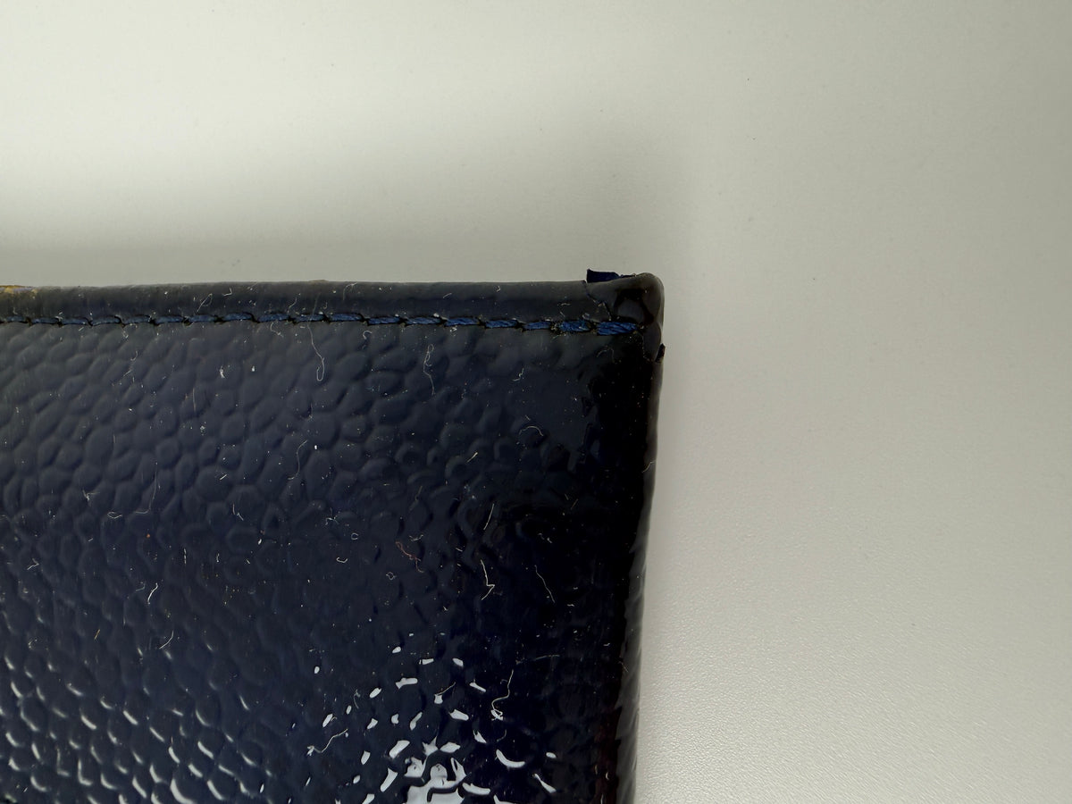 CHANEL Timeless CC Navy Blue Patent Leather Card Case