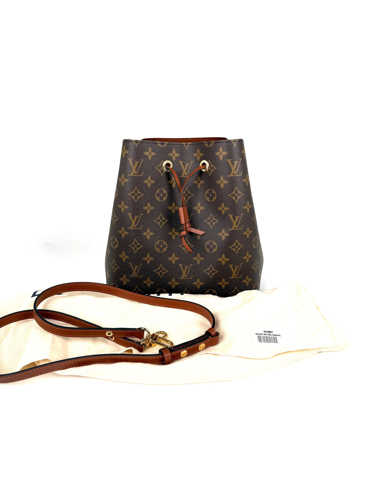 Louis Vuitton Neonoe Monogram Canvas Brown Leather MM 2025 Bucket Shoulder Crossbody Bag