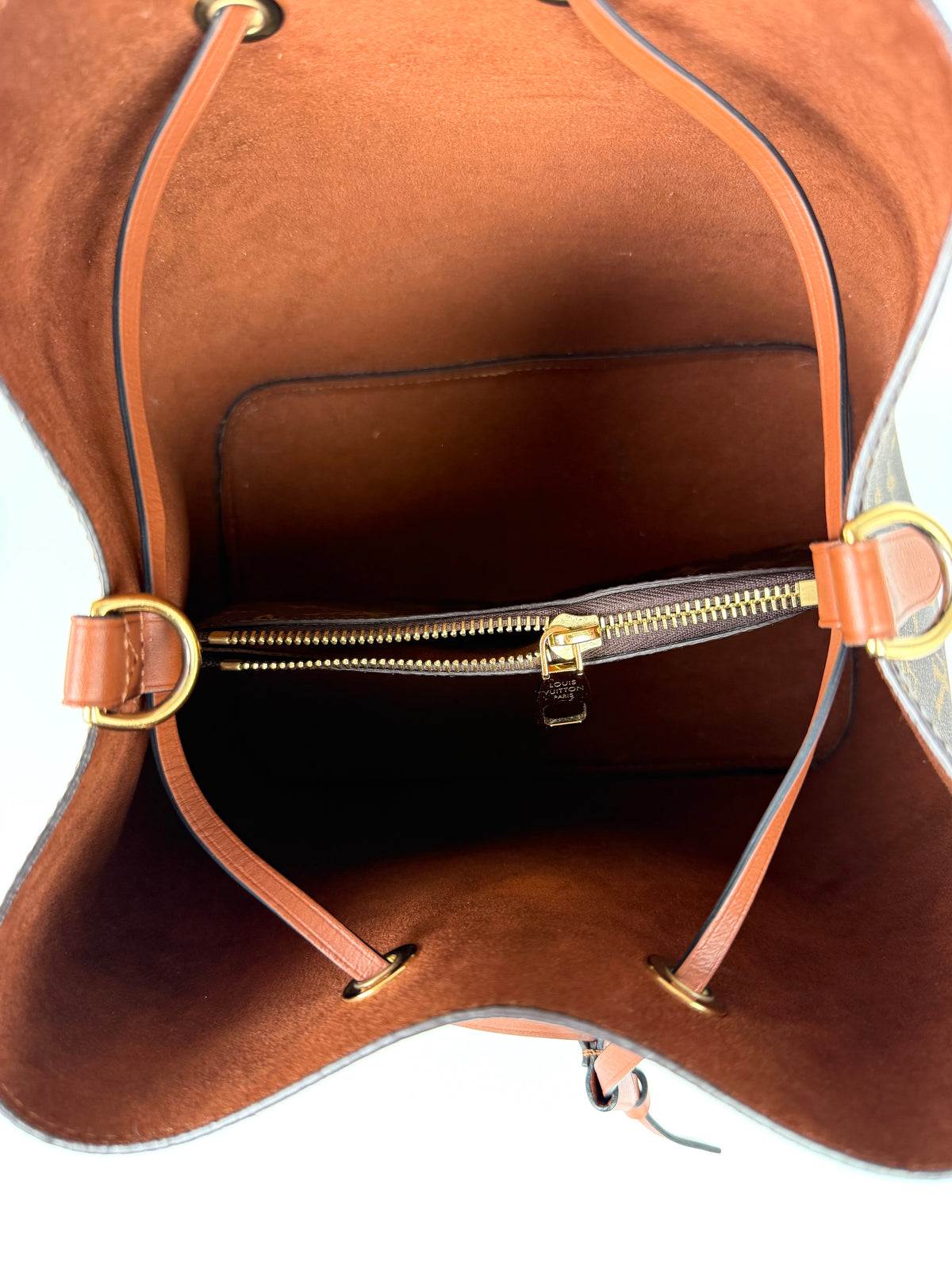 Louis Vuitton Neonoe Monogram Canvas Brown Caramel Leather MM 2025 Bucket Shoulder Crossbody Bag