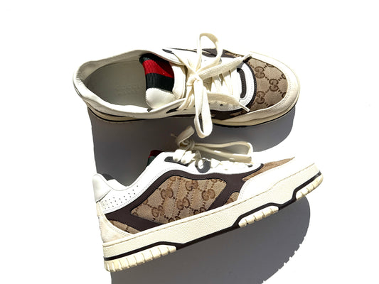 GUCCI Re-Web Canvas GG Monogram Sneakers 38.5, 8.5