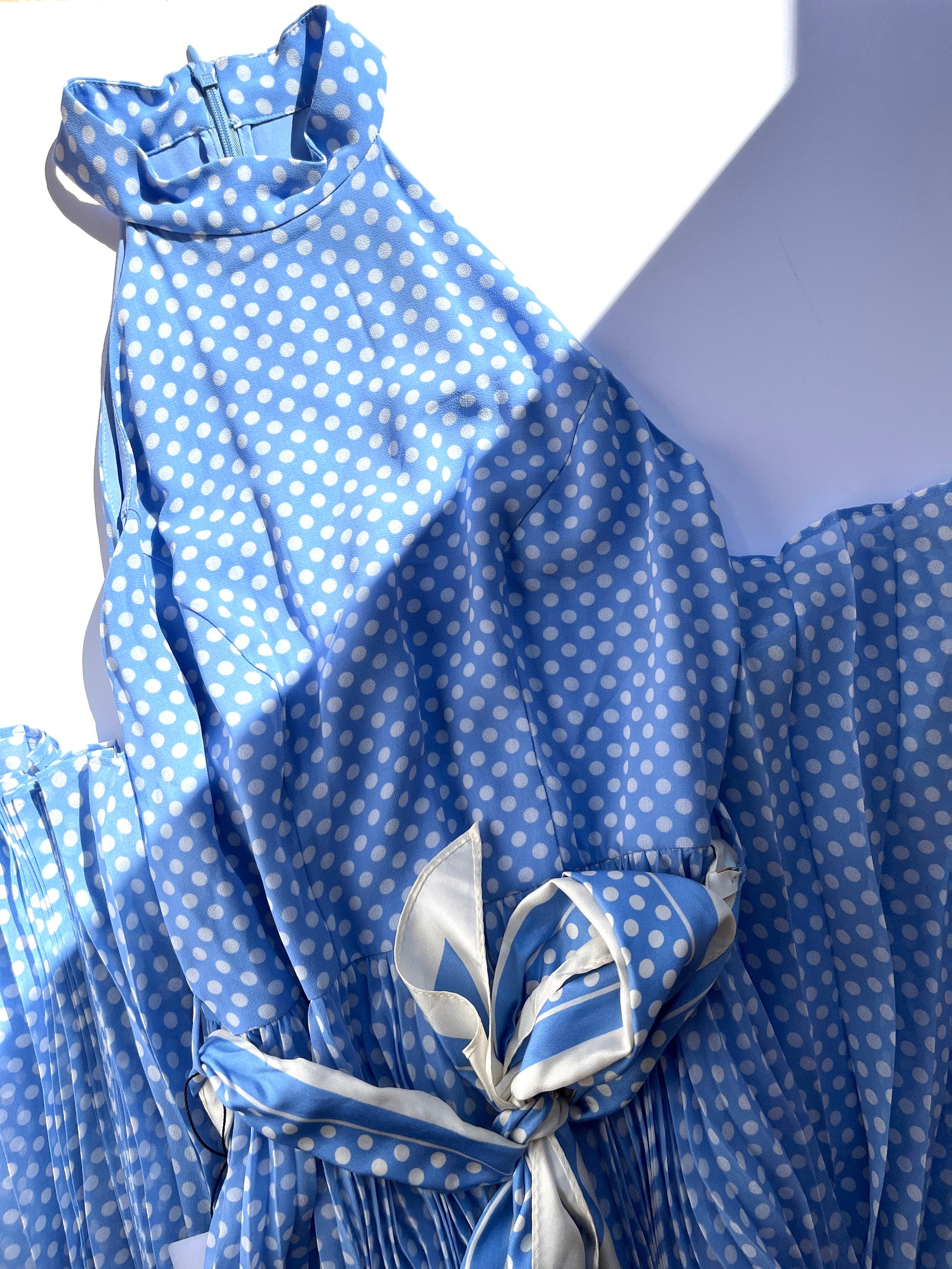 NWT Zimmerman Polka Dot Print Blue White Long Maxi Sleeveless Dress 0A Fashion Reloved NWT Zimmerman Polka Dot Print Blue White Long Maxi Sleeveless Dress 0A Fashion Reloved