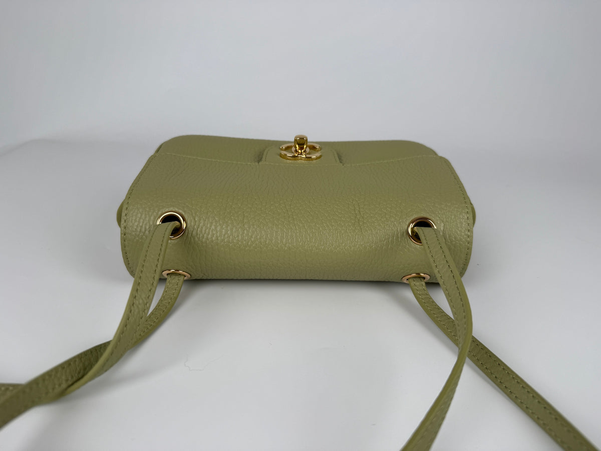 CHANEL Mini Souplissimo Flap Bag Green Grained Calfskin Leather Gold Hardware Crossbody Bag