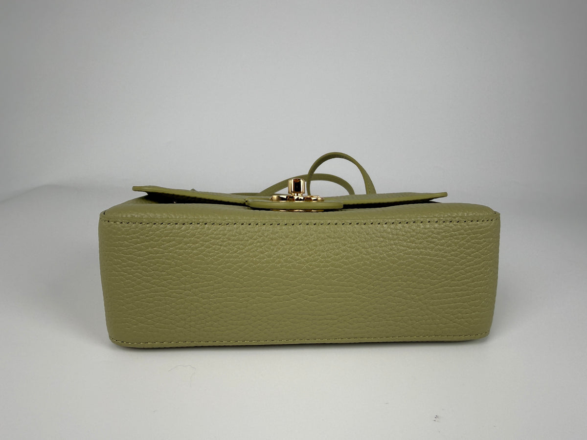 CHANEL Mini Souplissimo Flap Bag Green Grained Calfskin Leather Gold Hardware Crossbody Bag