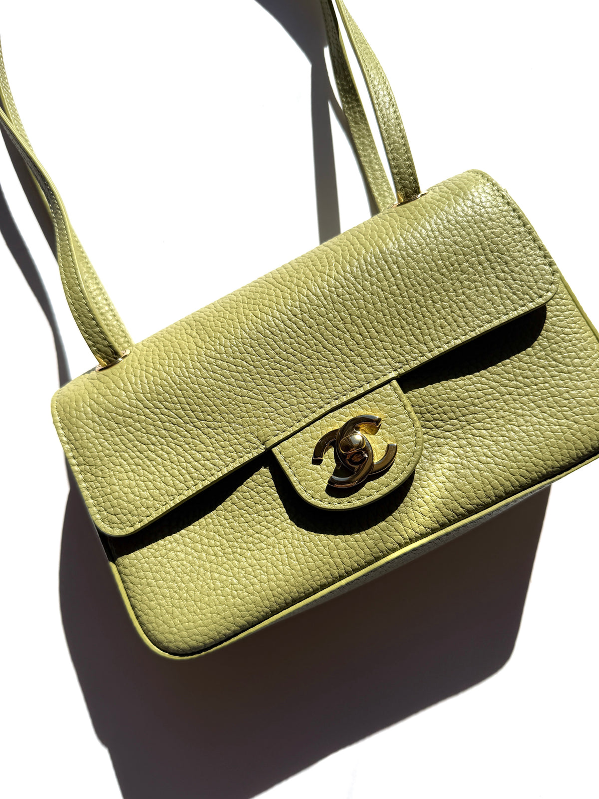 CHANEL Mini Souplissimo Flap Bag Green Grained Calfskin Leather Gold Hardware Crossbody Bag