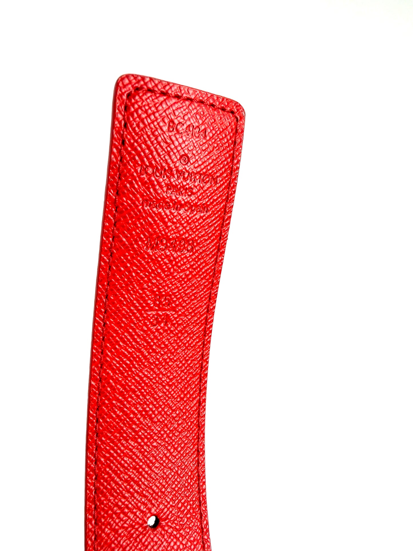 LOUIS VUITTON Initiales Brown Monogram Red Leather 30mm Reversible Canvas LV Belt 85 34