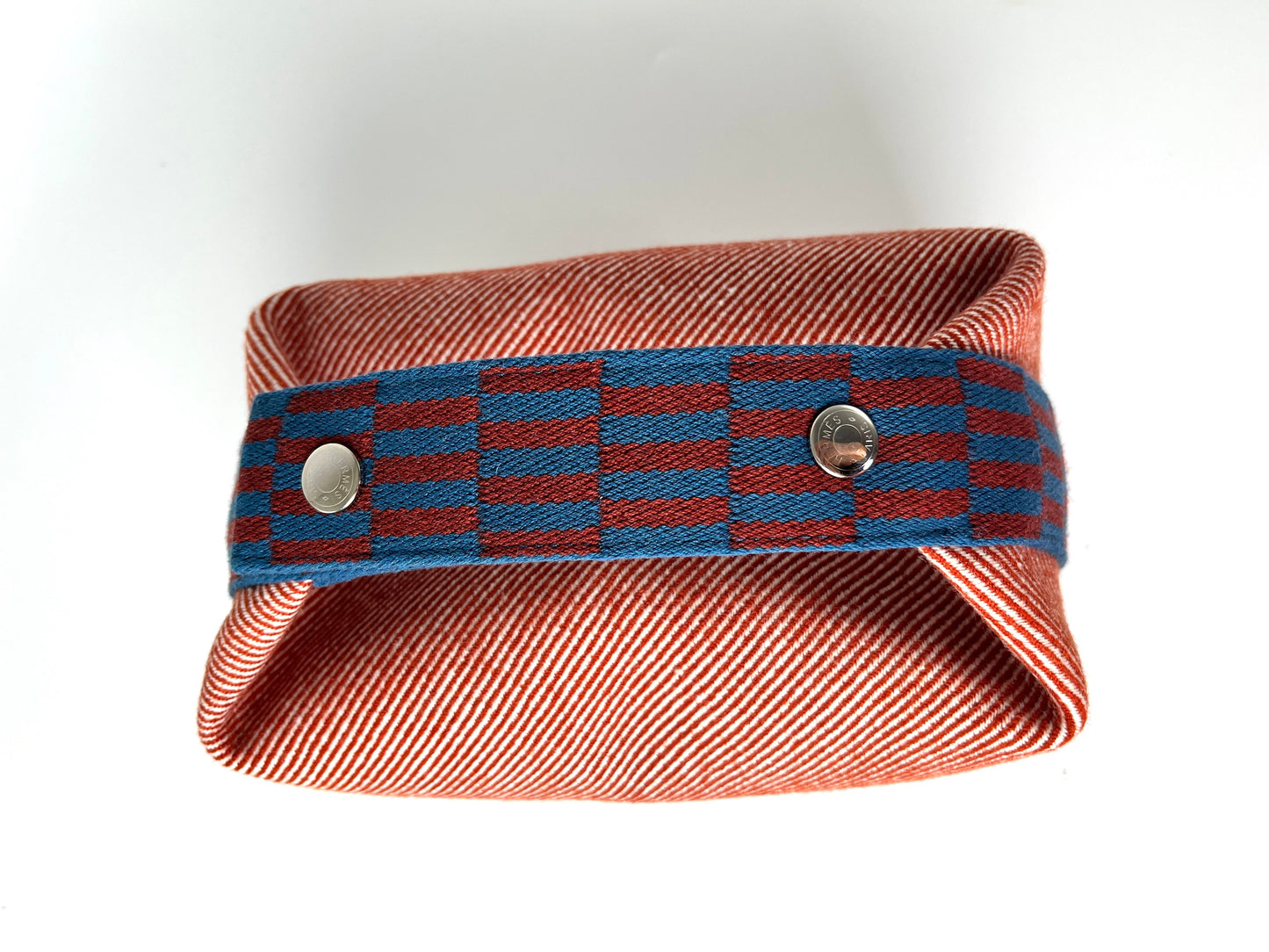 HERMES Bride-A-Brac H Natte Wool PM Tomette Red Blue Pouch Toiletry Bag