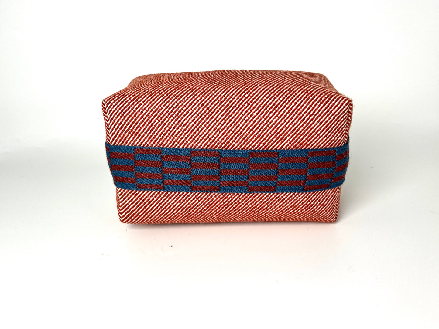 HERMES Bride-A-Brac H Natte Wool PM Tomette Red Blue Pouch Toiletry Bag