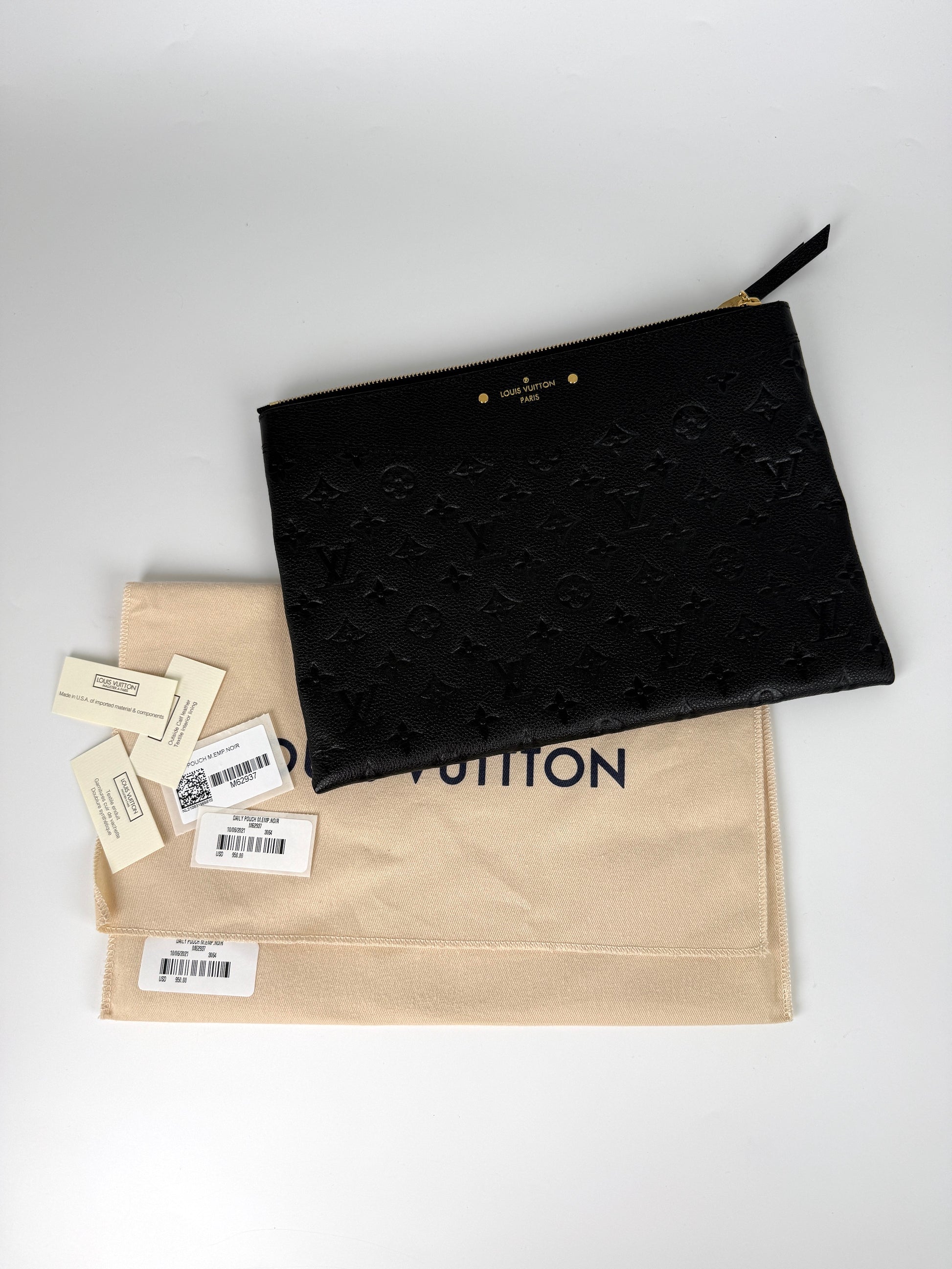 Louis Vuitton Empreinte Daily Zip Pouch Black Leather 