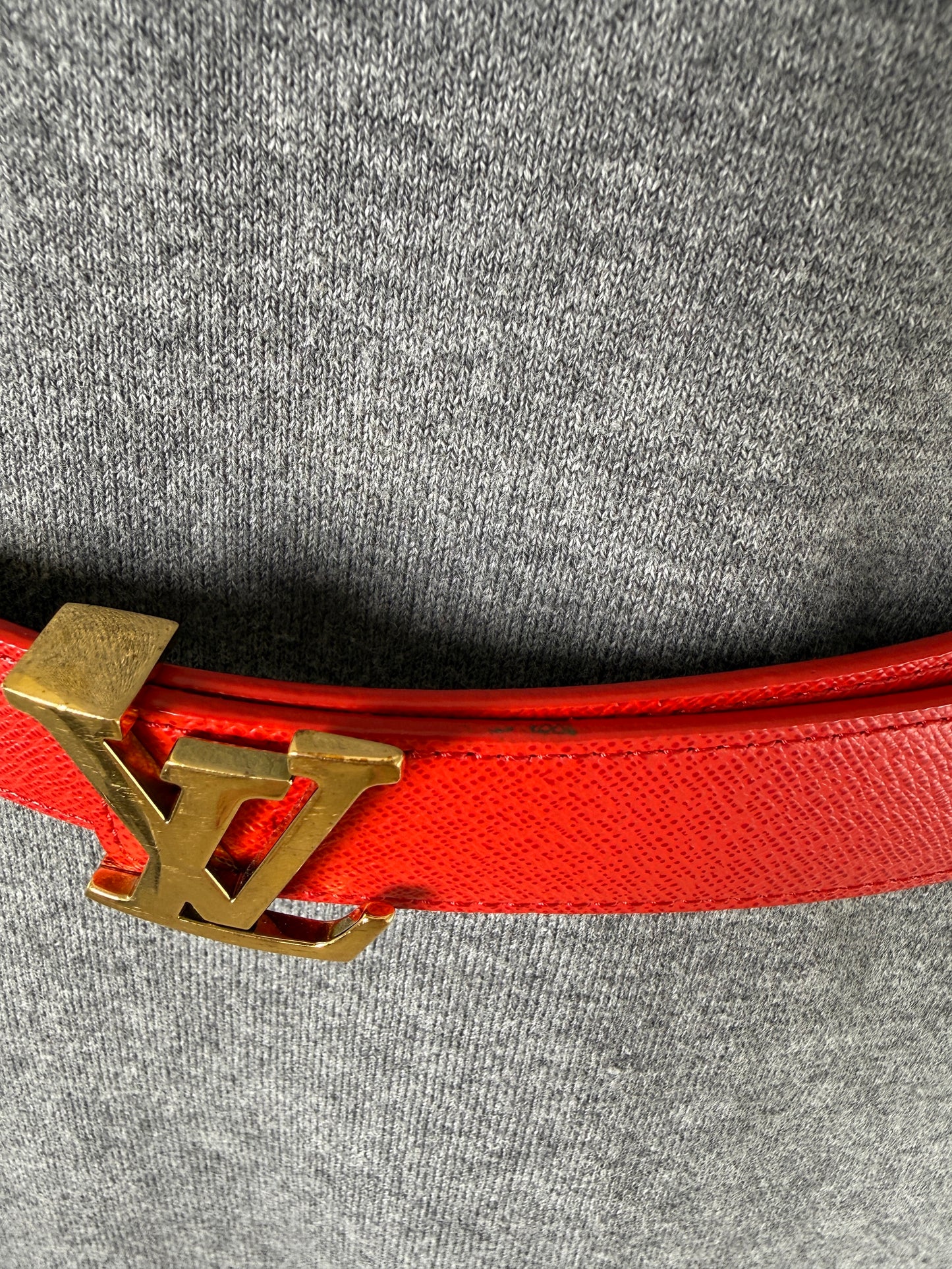LOUIS VUITTON Initiales Brown Monogram Red Leather 30mm Reversible Canvas LV Belt 85 34