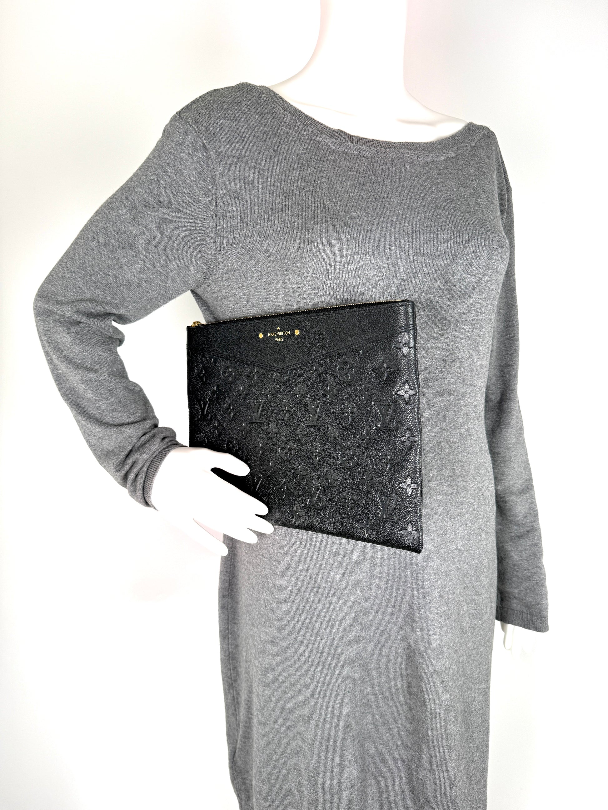 Louis Vuitton Empreinte Daily Zip Pouch Black Leather 