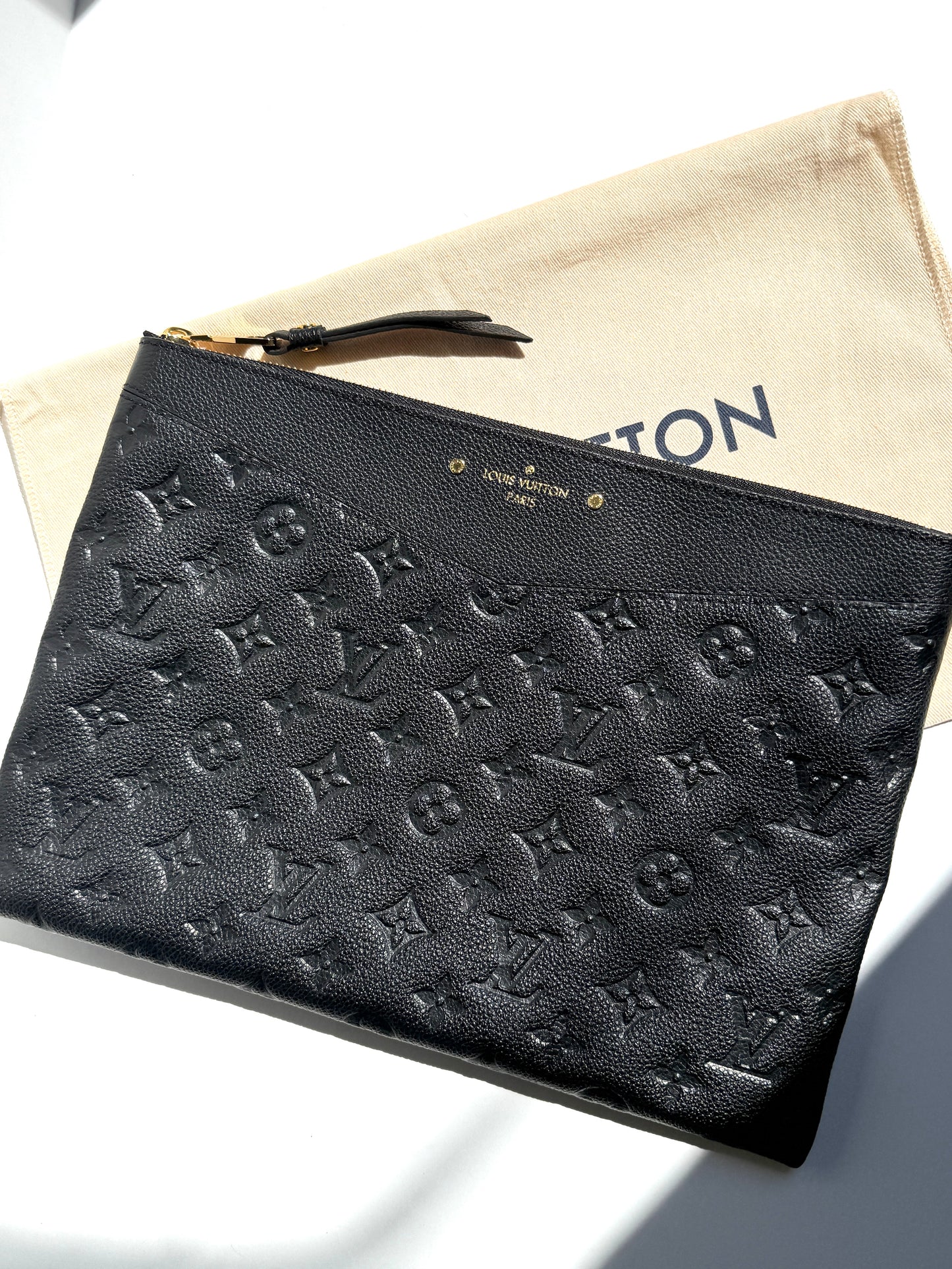 Louis Vuitton Empreinte Daily Zip Pouch Black Leather 
