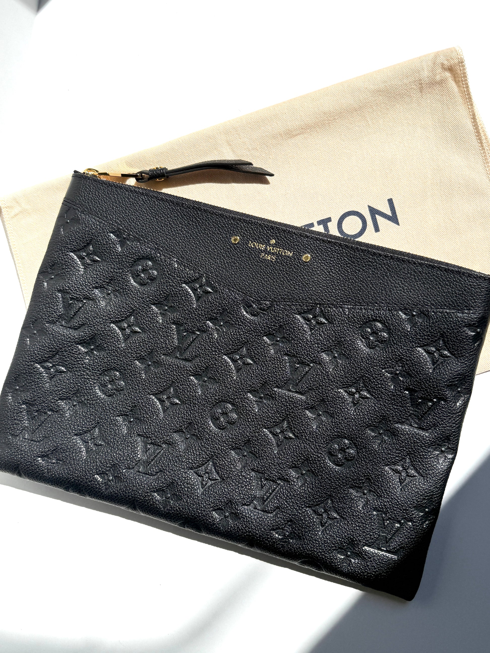 Louis Vuitton Empreinte Daily Zip Pouch Black Leather 
