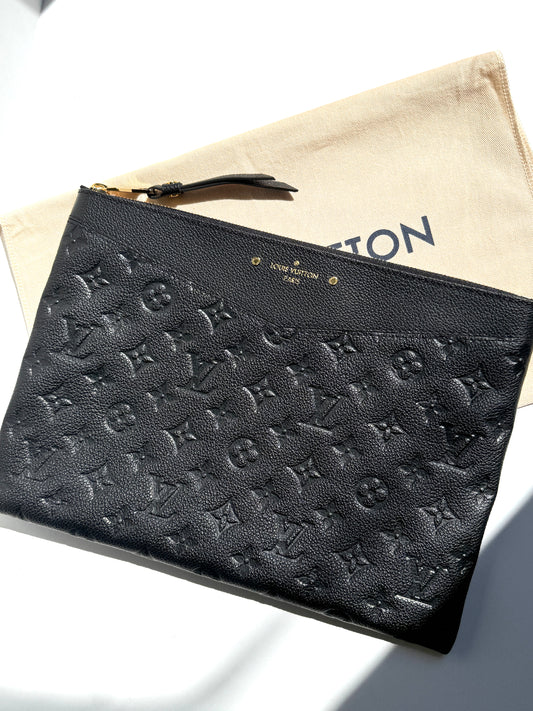 Louis Vuitton Empreinte Daily Zip Pouch Black Leather 