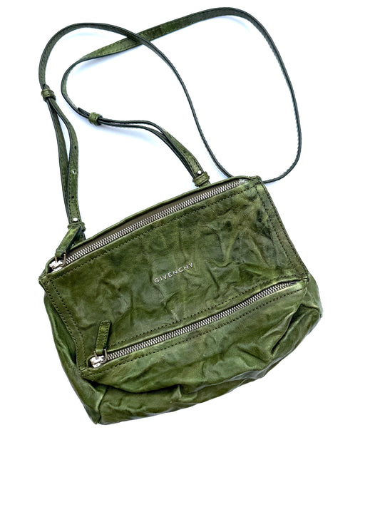 Givenchy Pandora Mini Green Crinkled Leather Crossbody Bag