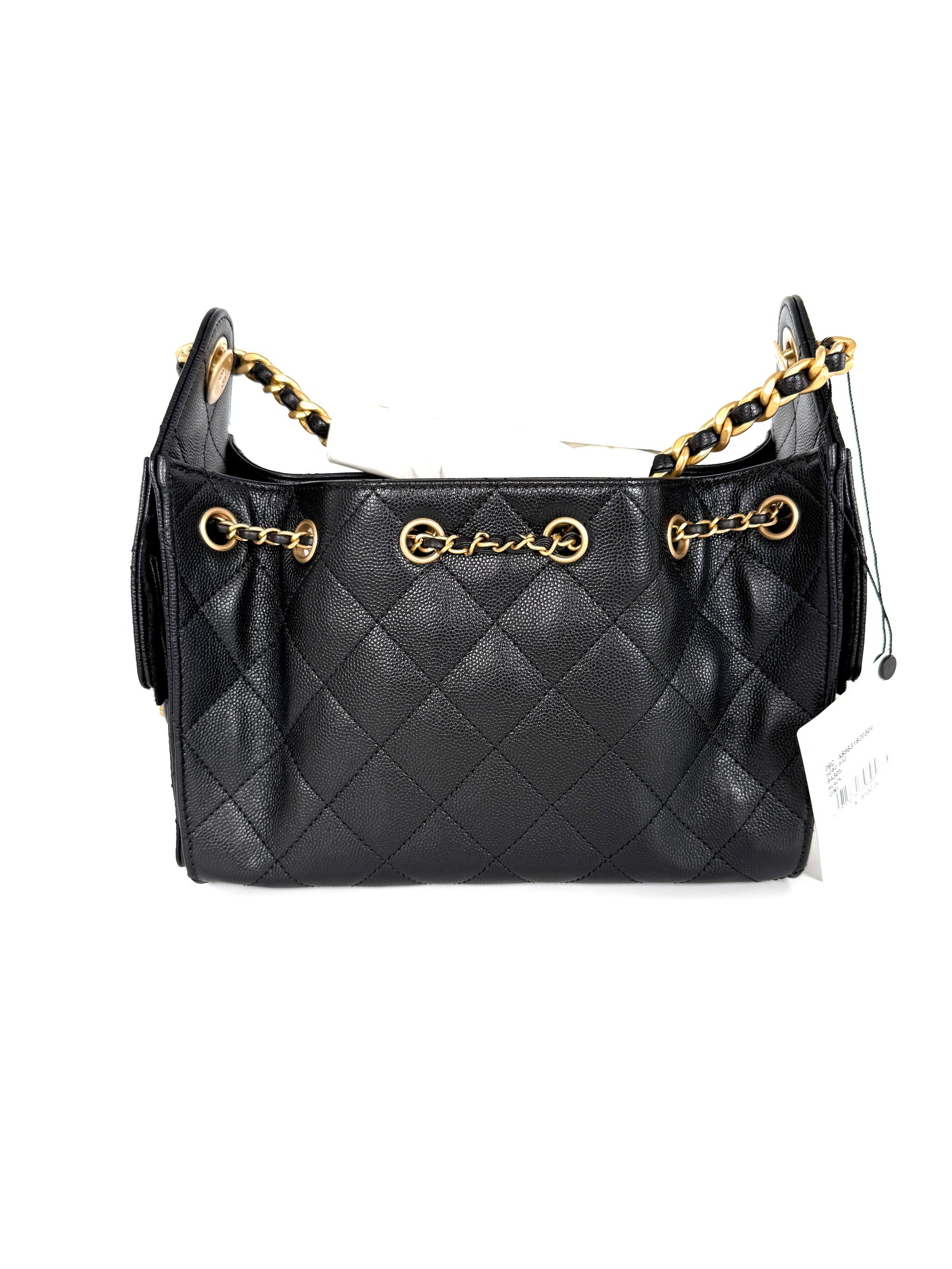 CHANEL 25 Mini Black Quilted Caviar Leather Shoulder Bag New with tag