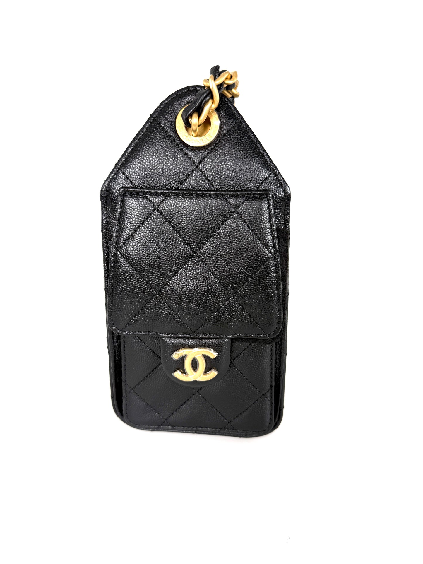 CHANEL 25 Mini Black Quilted Caviar Leather Shoulder Bag New with tag