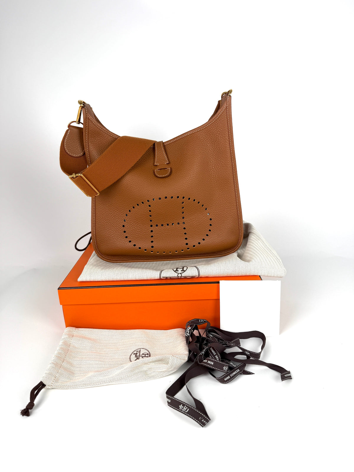 HERMES 29 Taurillon Clemence Evelyne III PM Gold on Gold Hardware 2025 Crossbody Bag
