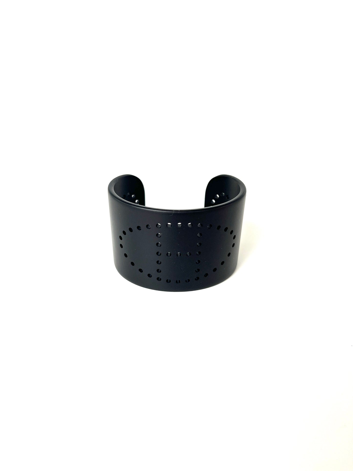 HERMES Evelyne Aluminum Sunset Perforated Cuff Bracelet Black T2 Designer consingment