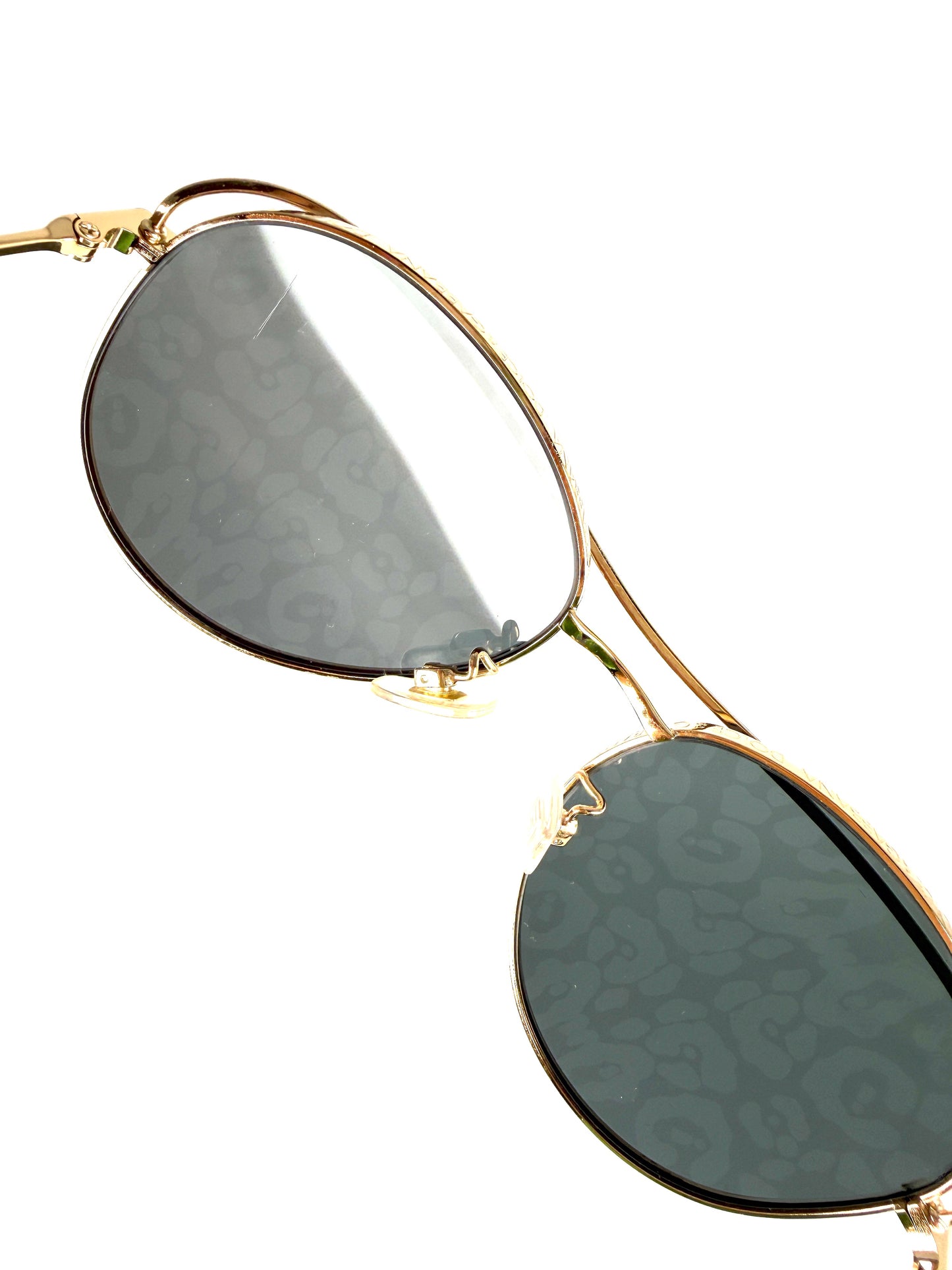 Dolce & Gabbana Metal Leopard Print Lens Gold Frame Aviator Sunglasses