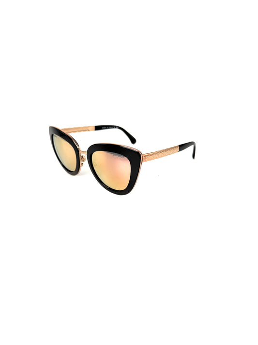 CHANEL 5368 Rose Gold Mirror Metal Acetate Cat Eye Sunglasses