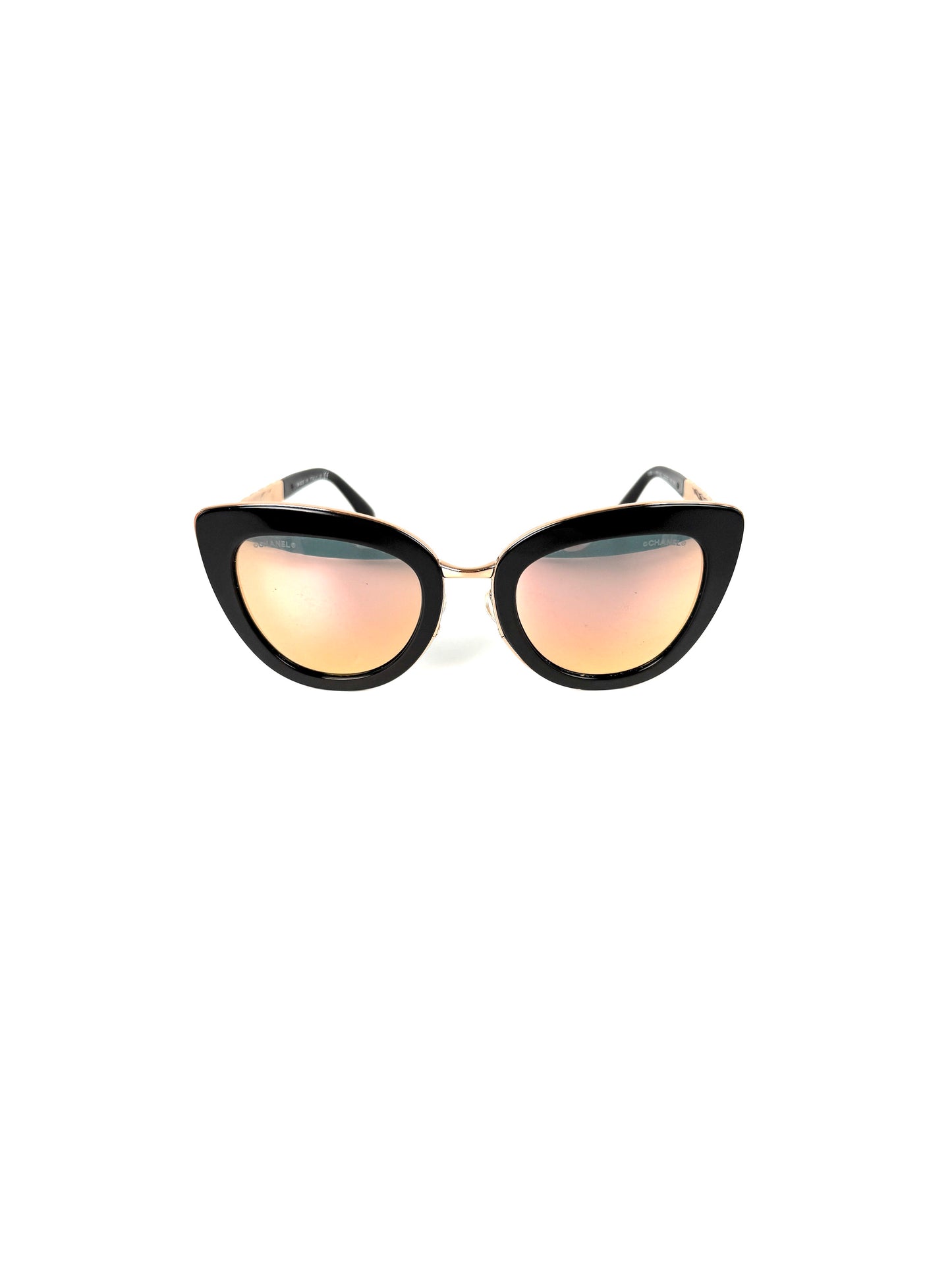 CHANEL 5368 Rose Gold Mirror Metal Acetate Cat Eye Sunglasses
