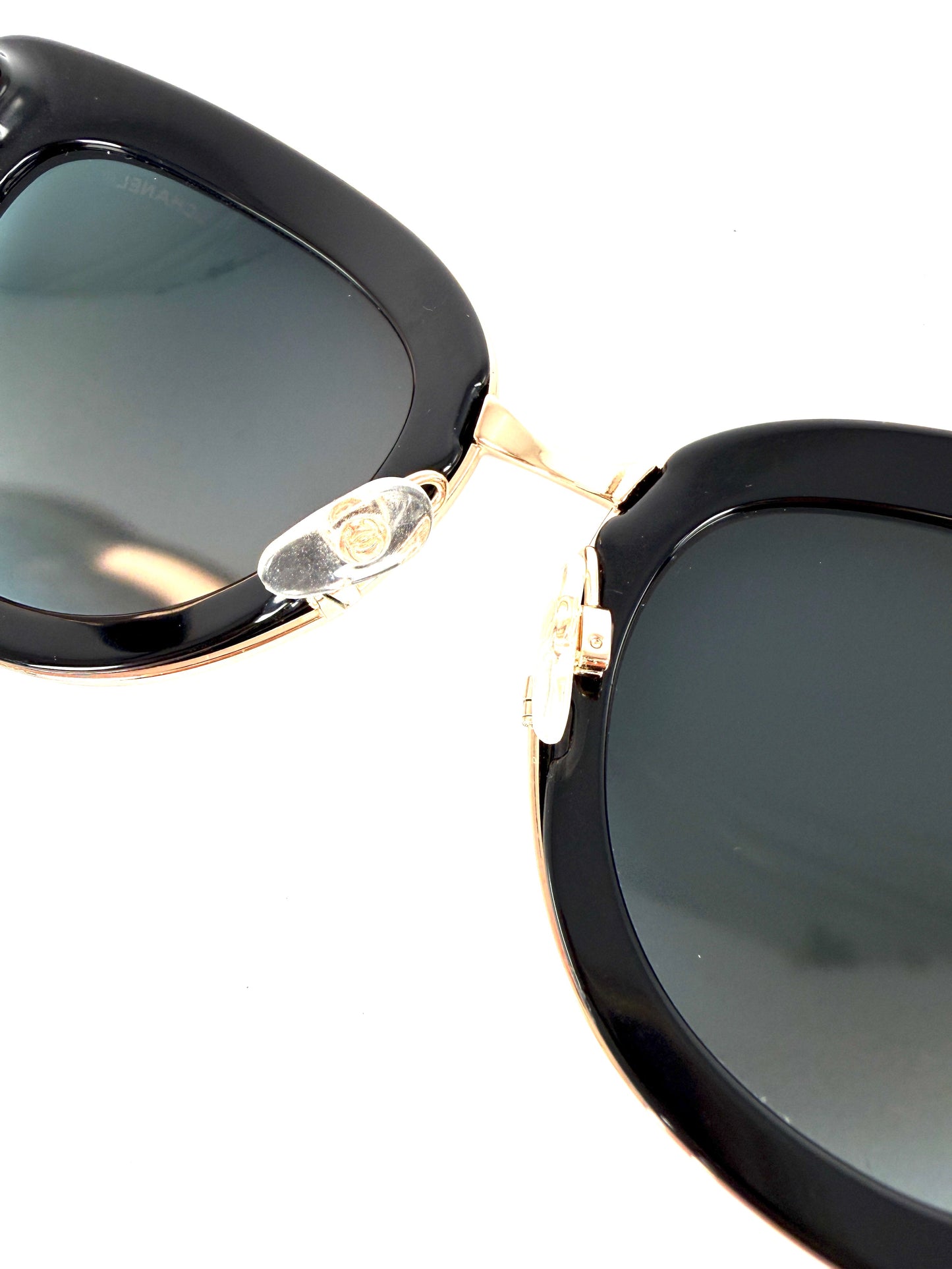 CHANEL 5368 Rose Gold Mirror Metal Acetate Cat Eye Sunglasses