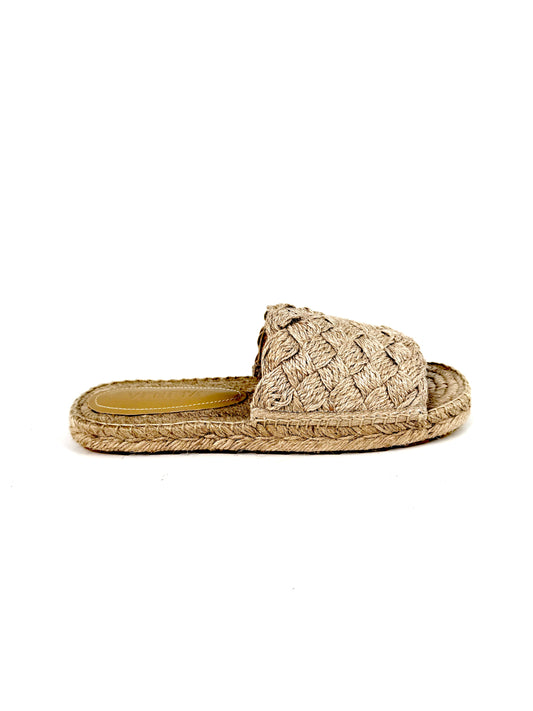 Bottega Veneta Jute Espadrille Natural Woven Slide Mules Sandals 39, 8.5 NIB