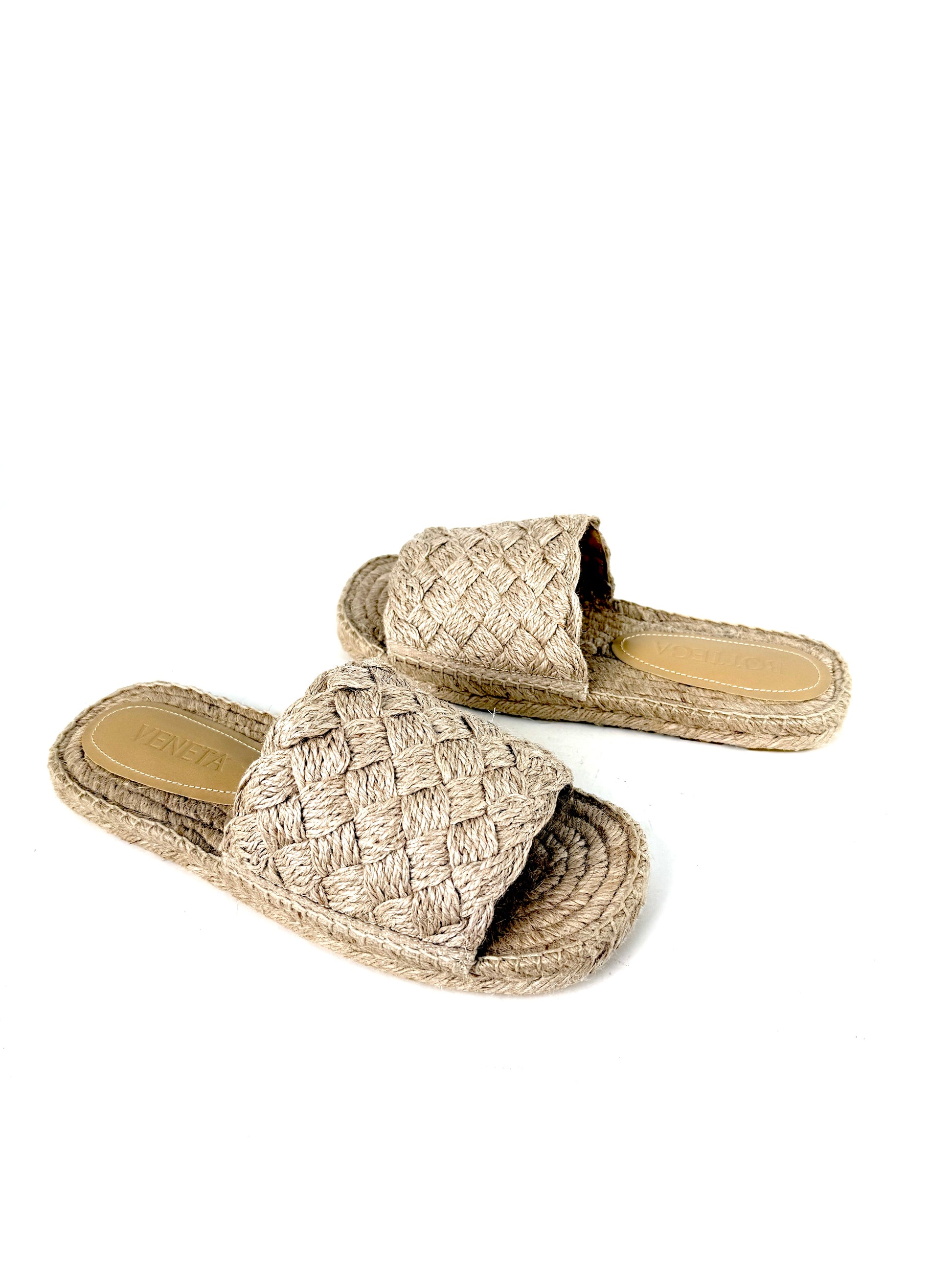 Bottega Veneta Jute Espadrille Natural Woven Slide Mules Sandals 39, 8.5 NIB