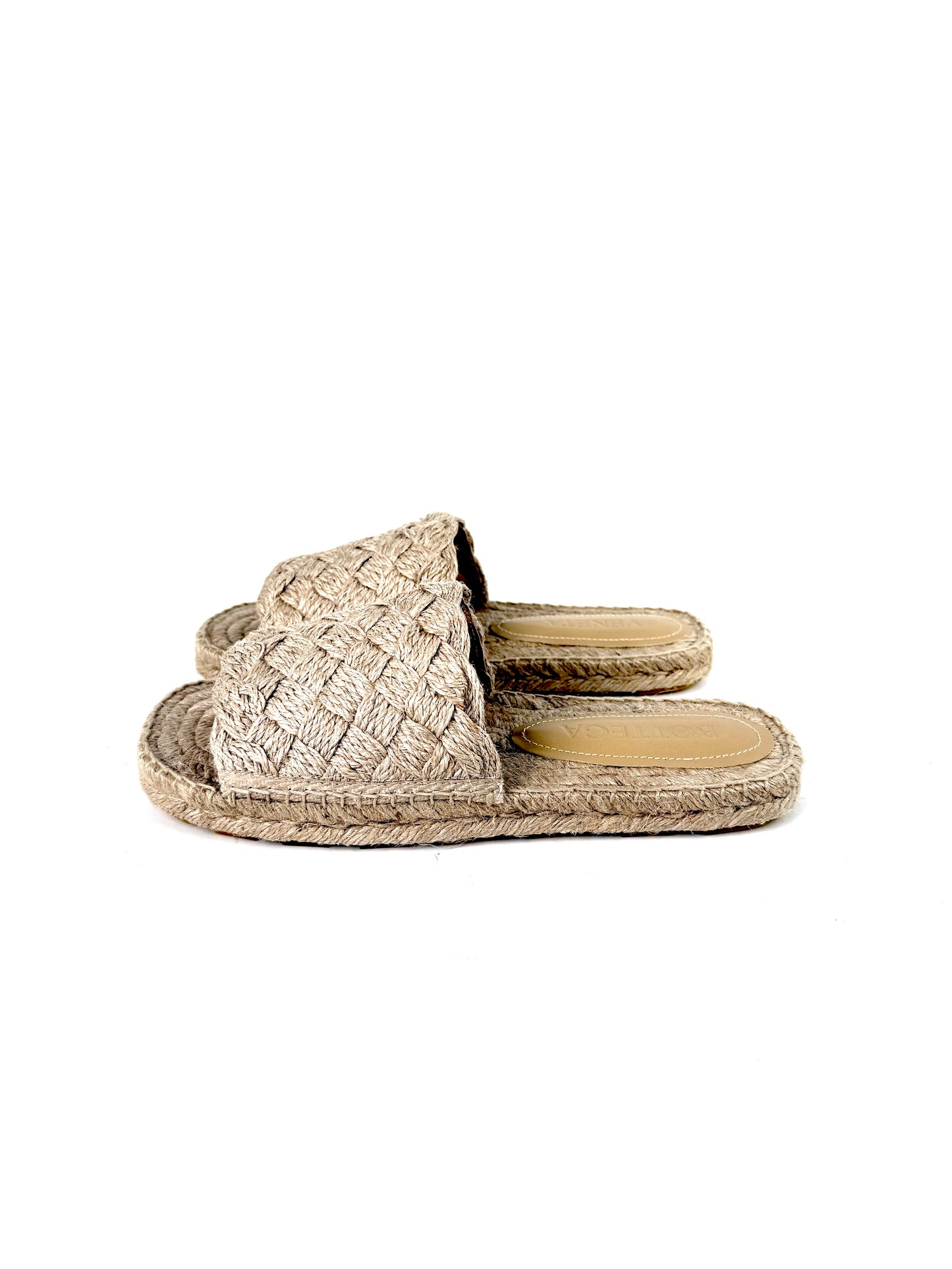 Bottega Veneta Jute Espadrille Natural Woven Slide Mules Sandals 39, 8.5 NIB