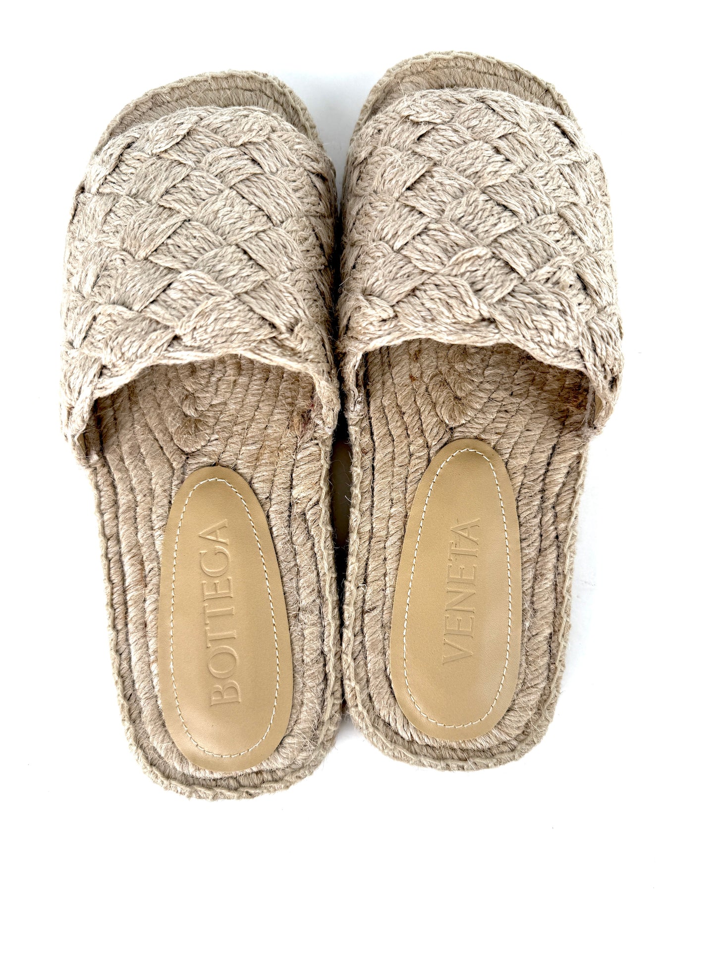 Bottega Veneta Jute Espadrille Natural Woven Slide Mules Sandals 39, 8.5 NIB