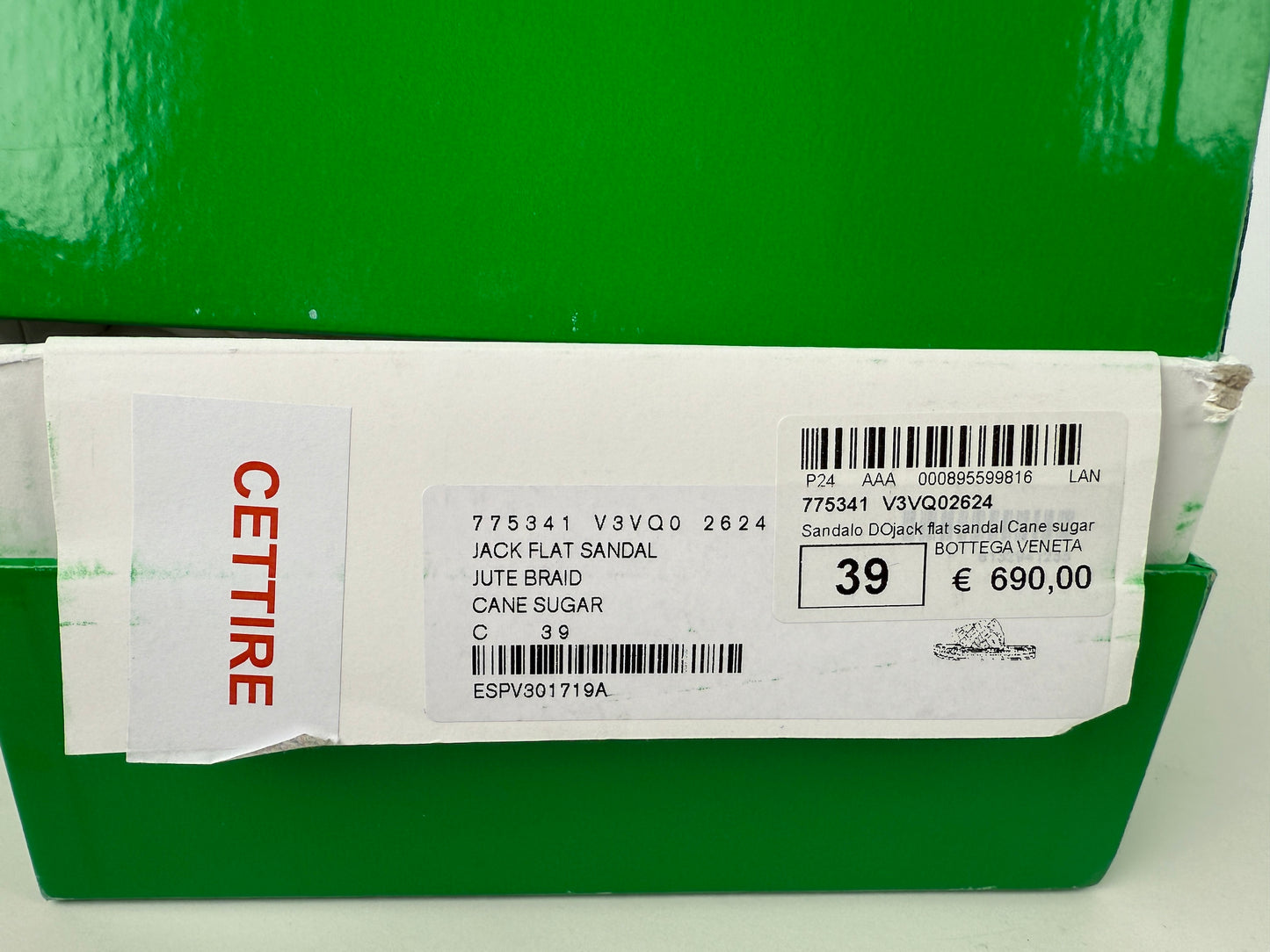 Bottega Veneta Jute Espadrille Natural Woven Slide Mules Sandals 39, 8.5 NIB