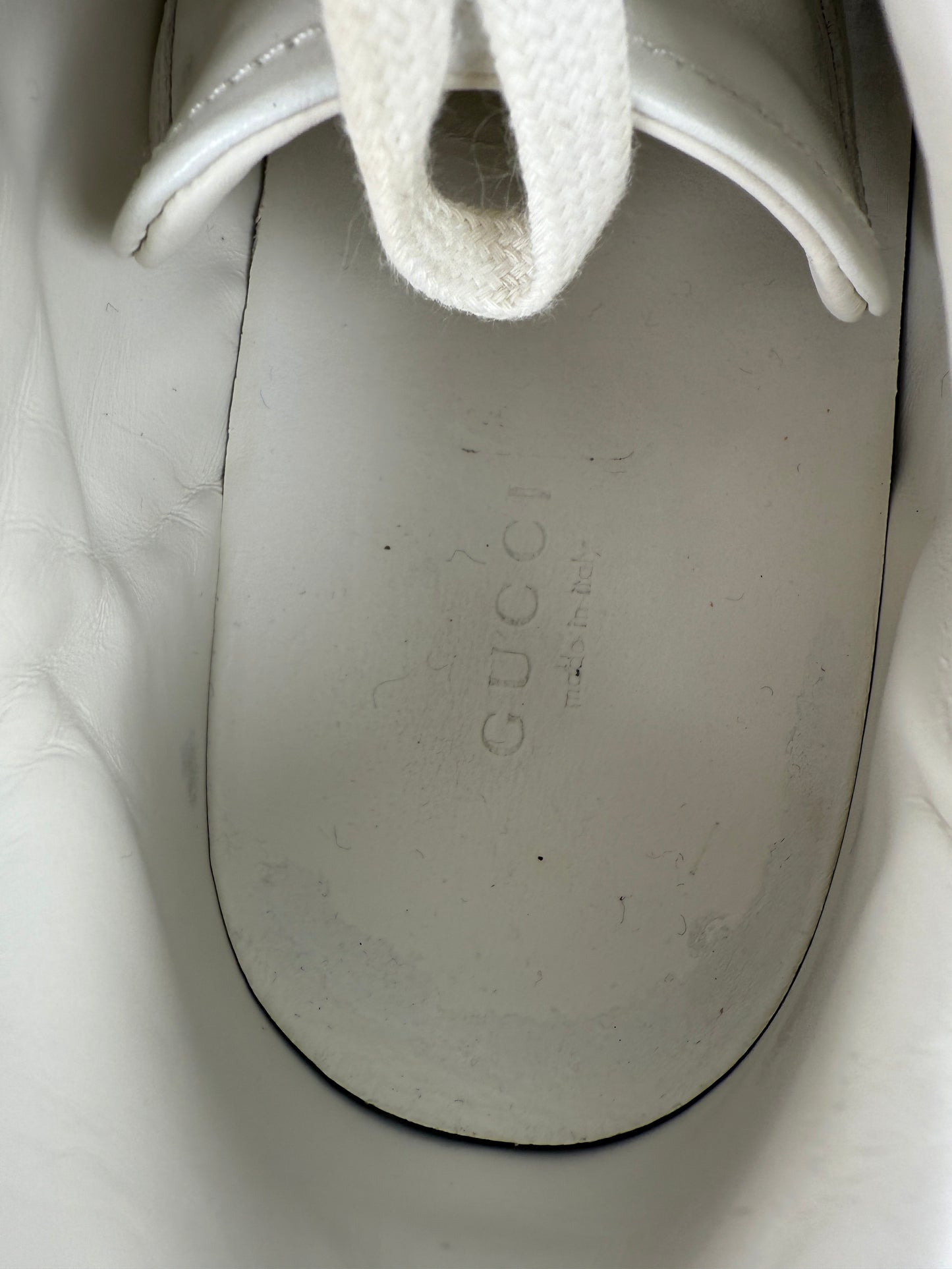 GUCCI Loved Web Leather Printed Embellished White Sneakers 37.5