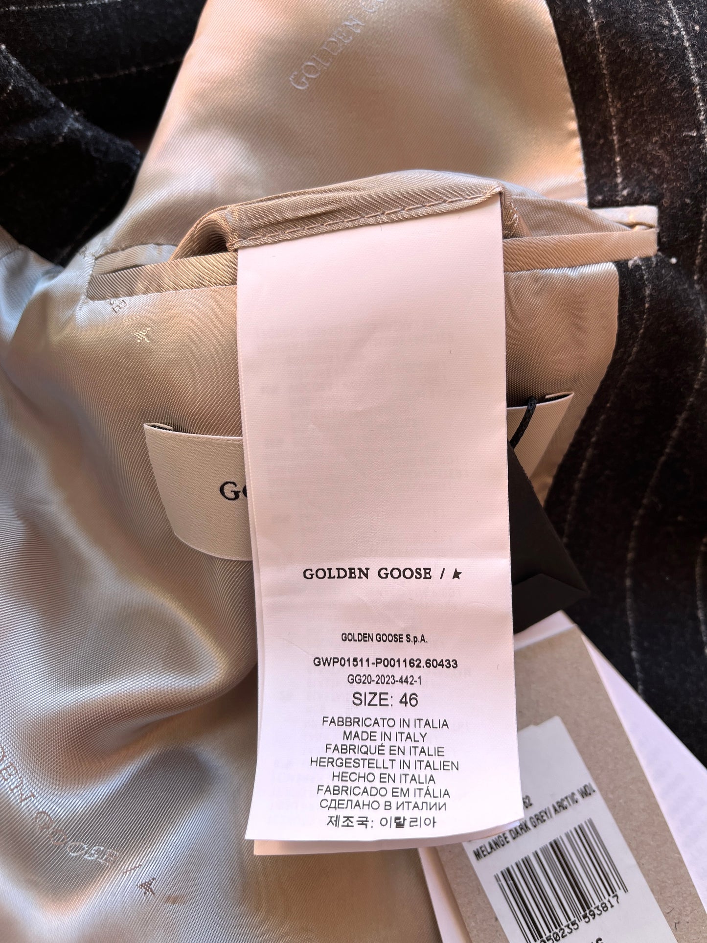 Golden Goose Vest Isolde Jacket Vest Pinstripe Melange Wool Dark Gray 46 10