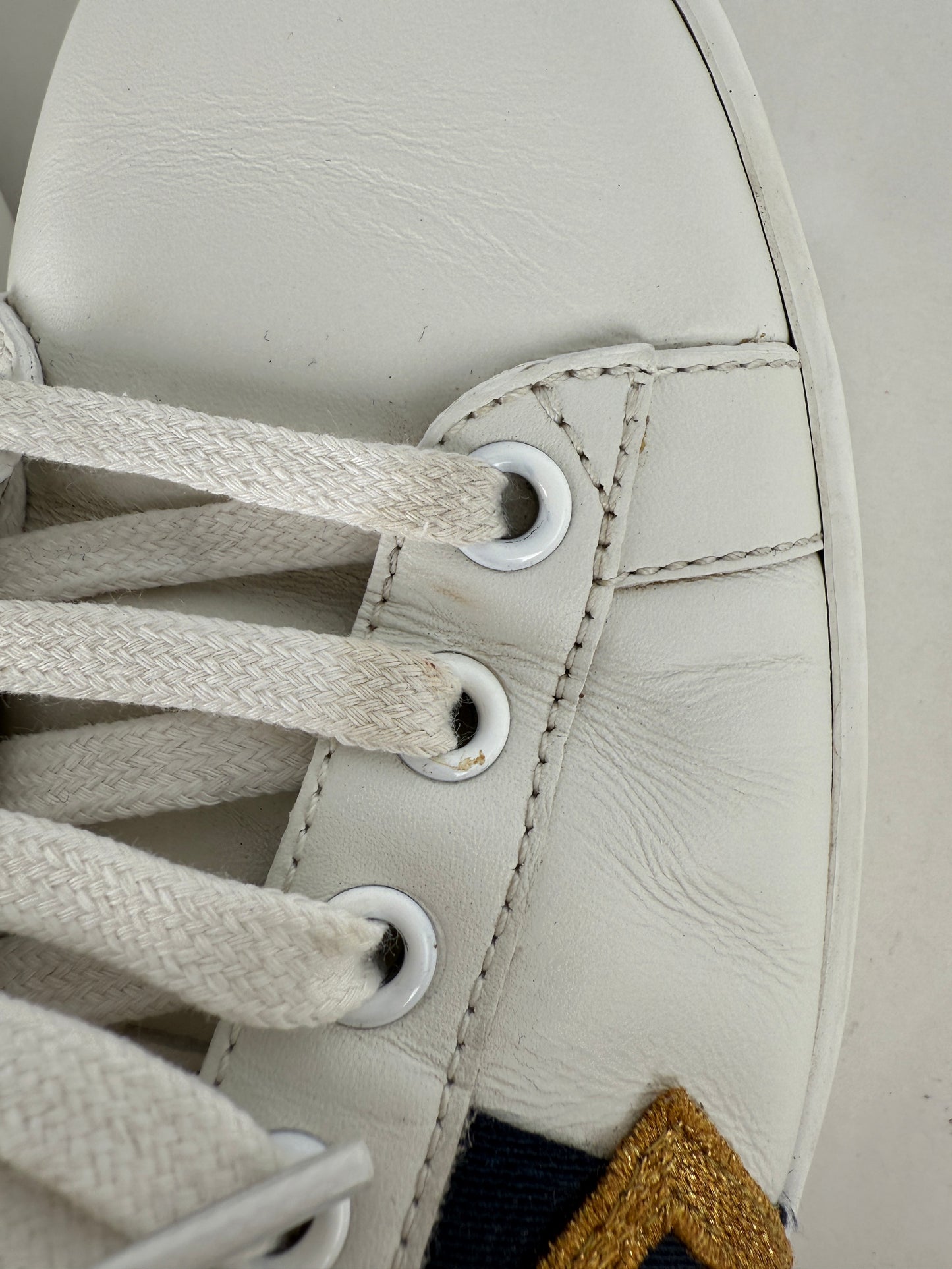 GUCCI Loved Web Leather Printed Embellished White Sneakers 37.5