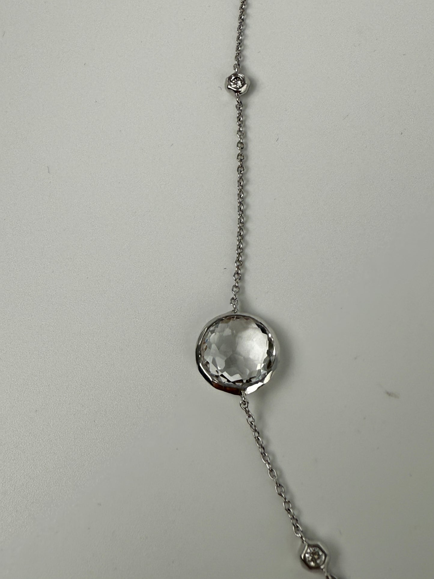 Ippolita Sterling Silver Rain Diamond Clear Quartz Long Station Necklace