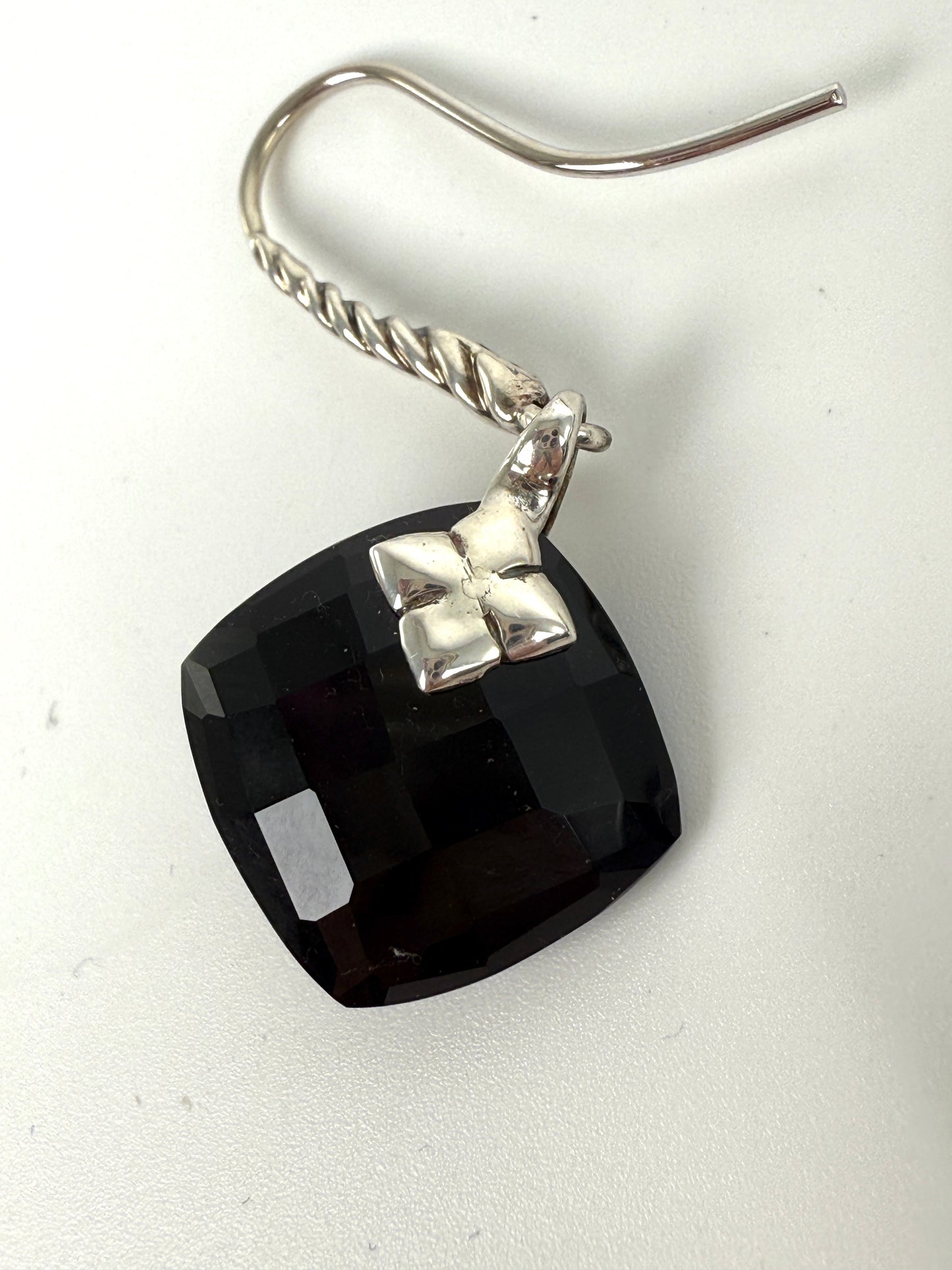 David Yurman Capri Onyx and Diamond Sterling Silver Drop Earrings