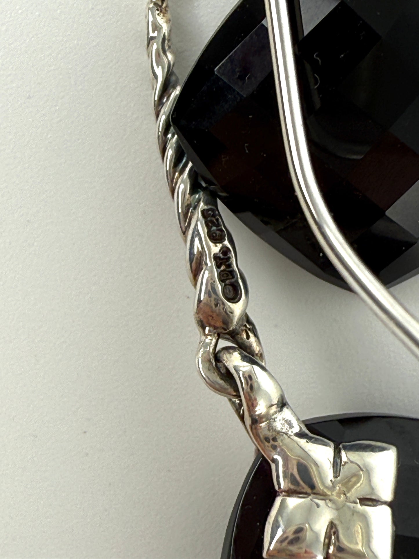 David Yurman Capri Onyx and Diamond Sterling Silver Drop Earrings